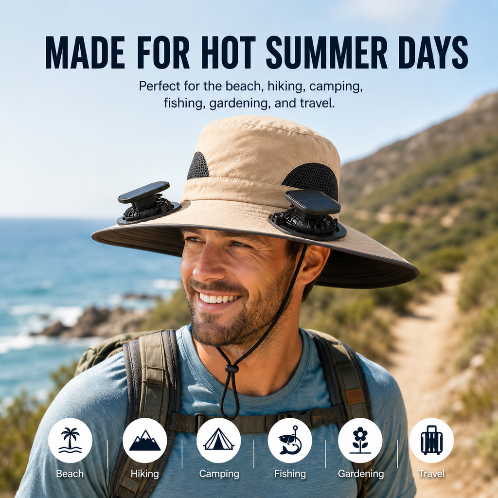 The BreezeBrim™ — Stay Cool Without Lifting a Finger